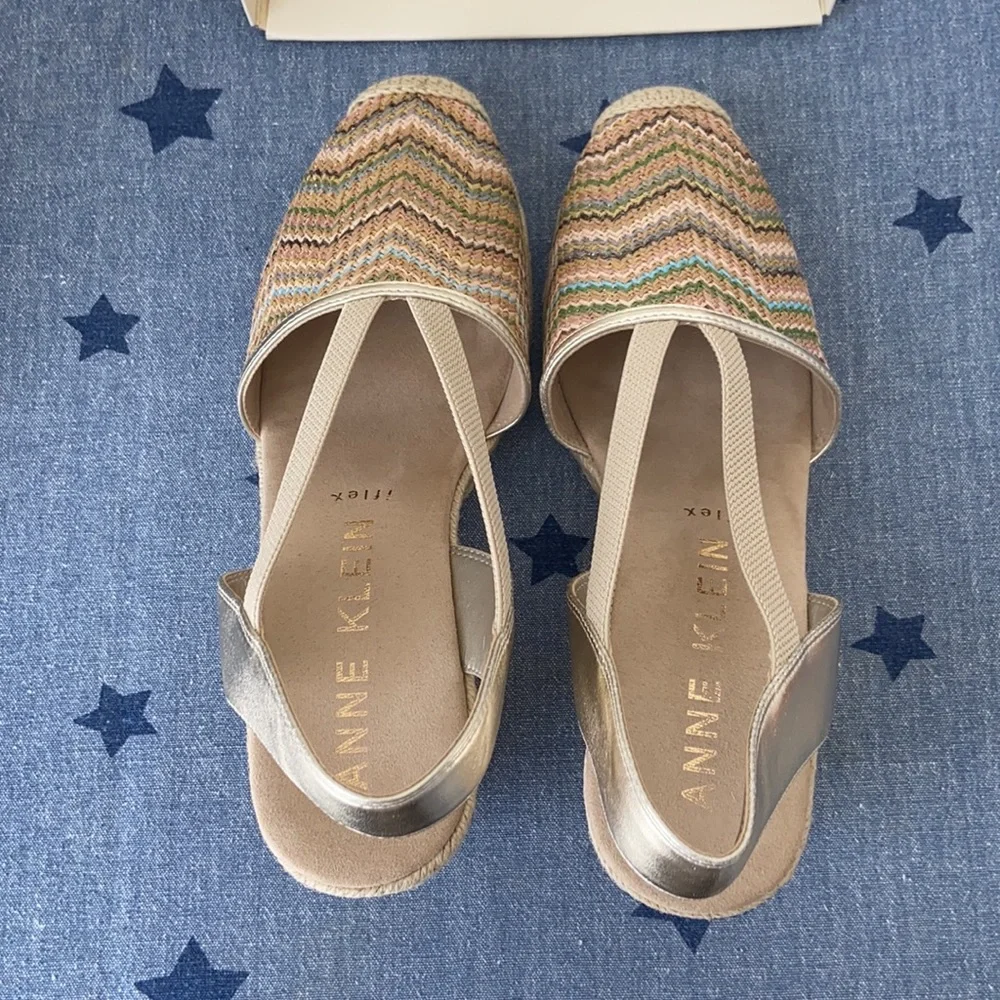 Anne Klein Akabril Tan Multi Espadrille sz 10 EUC